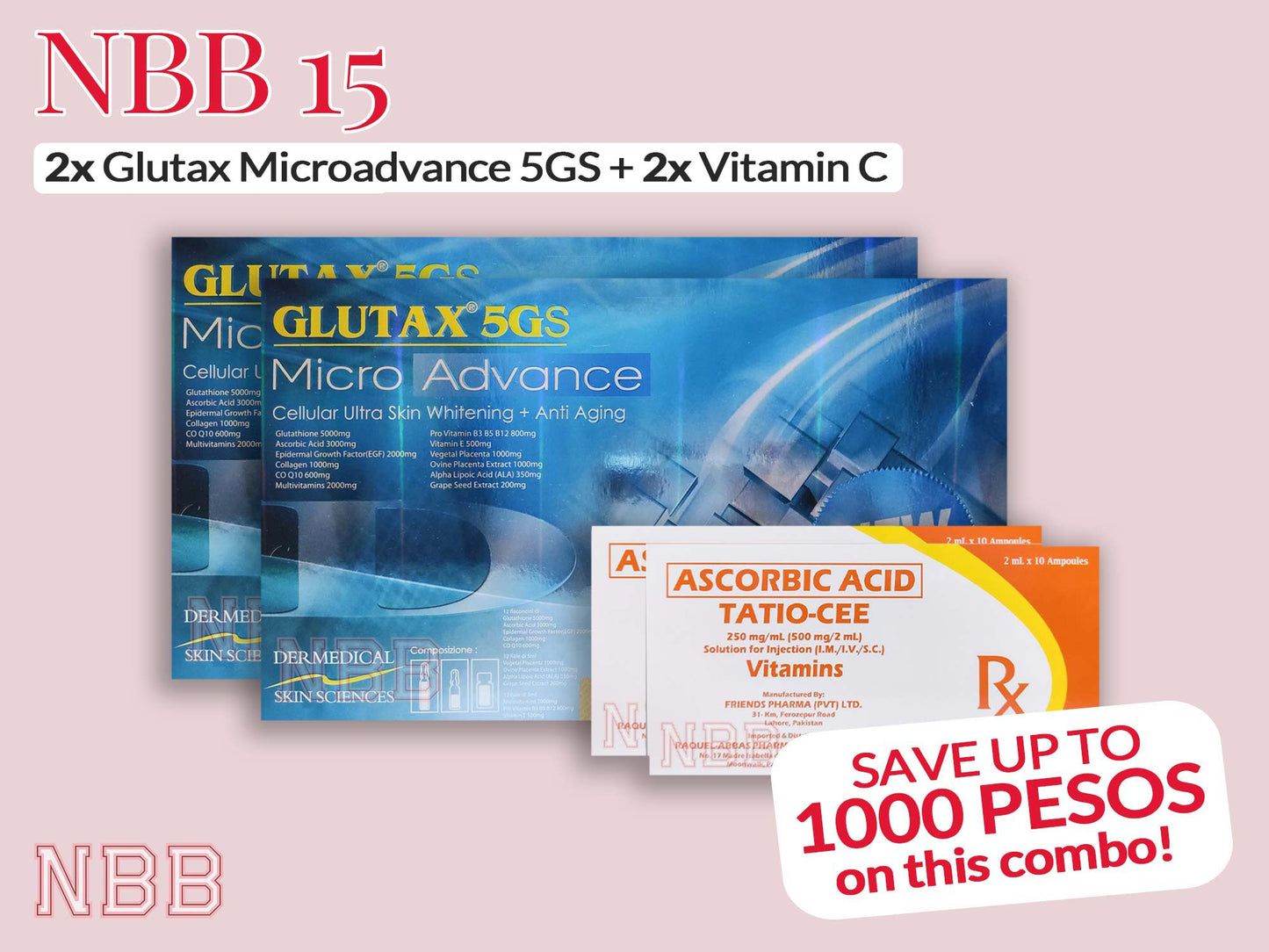 2x Glutax Microadvance 5GS + 2x Vitamin C