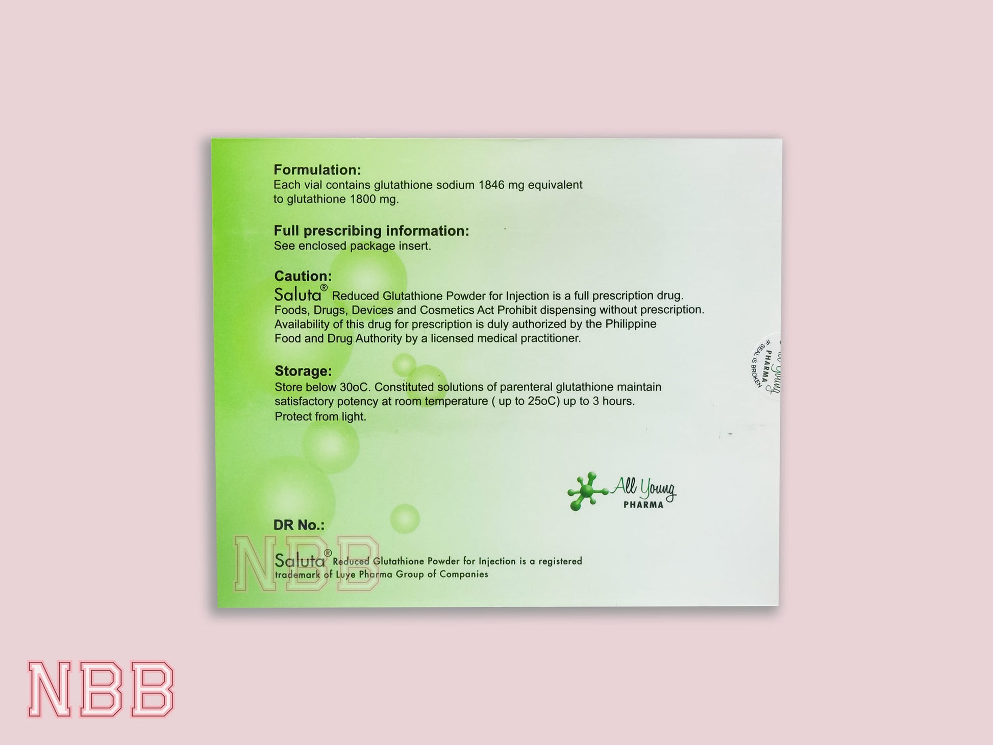 Saluta 600mg / 1200mg / 1800mg NBBGlutathionebyAbby Saluta 600mg / 1200mg / 1800mg NBBGlutathionebyAbby